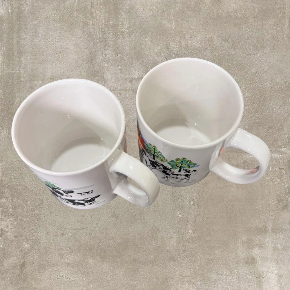 Vintage 1997 E. Rosen Cow Mug Set 2 Farmhouse Coffee Cup Dairy Cow Kitchen Decor